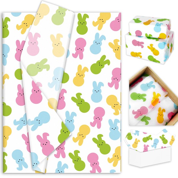 Whaline Whaline 100 Sheets Easter Tissue Paper Pastel Bunny Rabbit