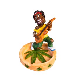 4.5" Small Rasta Jamaican Man Holding Bowl Polyresin Ashtray Decoration | #21