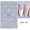 Winning Smile 6 Sheets Nail Art Decals 3D Embossed Stickers