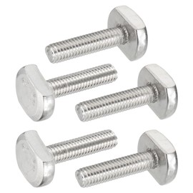 PATIKIL M6 x 25 mm T Slot Bolts, 5 Pcs 304 Stainless Steel Drop-in Bolt T Shape Stud Sliding Screw Metric Thread Hammer Head Bolt for T Track, Silver