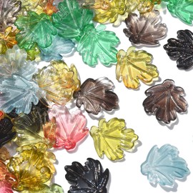 Airssory 100 Pcs Colorful Gradient Maple Leaf Glass Charms Autumn Plants Crystal Charms for DIY Jewelry Making Earing Necklaces Bracelets Gifts