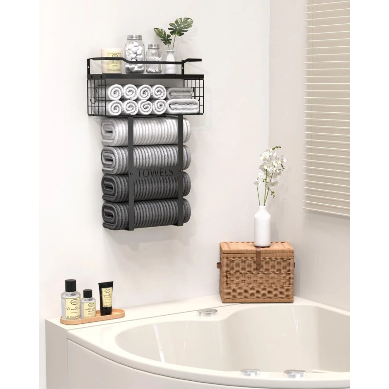 Aetyord Wall Mounted Towel Rack for Bathroom - Bath Storage