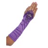 Satin Ruched Fingerless Gloves (Purple, 8-14)