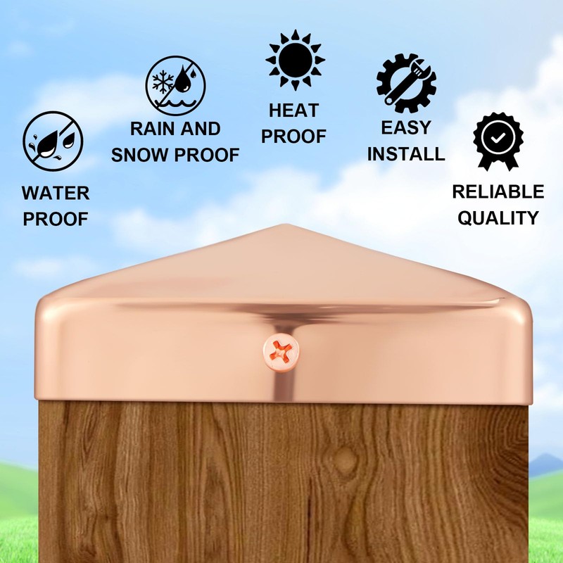 Tandefio 2 Pcs 3.5x3.5'' Solid Copper Post Caps 4x4 Fence