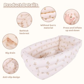 AirSwim Inflatable Baby Bathtub for Infants to Toddler, Portable Bathtub with Anti-Slip Air Pump, Small Ball Pool, Foldable Bath Tub for Travel, 30.7 x 14.57 Inch(Bear)