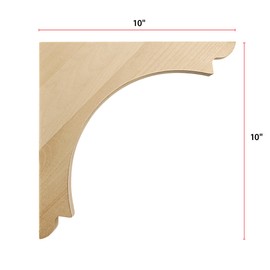 WADDELL Arch Corbel (2 Count, Large) | 10" x 10" x 1¾" Unfinished Hardwood Bracket w/Pre-Installed Keyhole Plate | Decorative Corbels for Shelf, Countertop, Fireplace Mantel, DIY Home Improvement