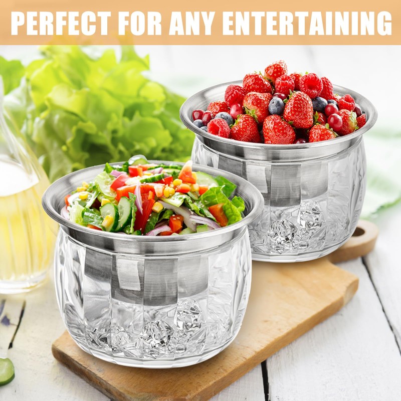 ZENFUN 2 Pack 20 Oz Chilled Dip Bowl with Acrylic