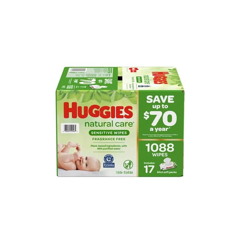 HUGGIES Natural Care Sensitive Baby Wipe Refill, Fragrance Free (1,088