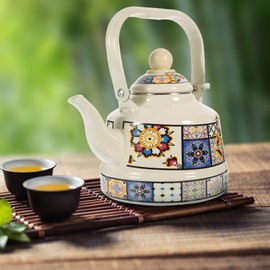 Luxshiny Enamel Teapot Japanese Enamel Kettle Stove Top Kettle Retro Tea Kettle Water Kettle Enamelware Kettle Tea Pots for Stove Top Cold Water Jug Hot Water Portable Coffee Pot