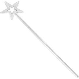 Gammaeon Glitter Star Wand - Removable Fairy Wand for Fancy Dress Parties - Stage Accessories with 5 Pointed Star for Fairy Tale Performances and Cosplay Events (Silver)