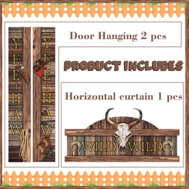 West Cowboy Party Door Decorations - 3Pcs Western Themed Banner Hanging Supplies Yeehaw Welcome Decoration Set for Western Rustic Bar Photo Booth Props Favor