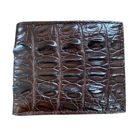 CHERRY CHICK Men's Stylish Genuine Leather Crocodile Wallet Durable Alligator Bifold Wallets Gift (Brown-Tail-Horizontal)