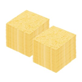 QUARKZMAN 35 Pieces Soldering Sponge 6 x 6 cm Square with Holes, Deep Yellow Cleaning Pads, Replacement for Soldering Iron for Cleaning the Soldering Iron
