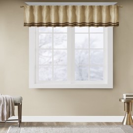 Dune Microsuede Striped Window Valance Beige 50" x 18"