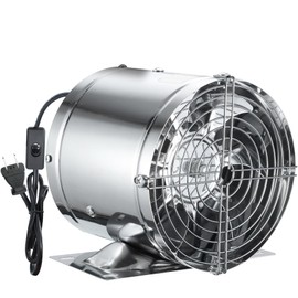 Vary 6in Inline Duct Fan - Silver 6inch High Air Flow Extractor Metal Exhaust Fan With Check Valve & Mesh for Garage, Grow Tent, Attics