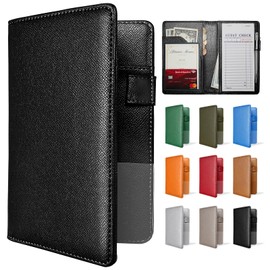 Mymazn Server Books for Waitress Book Waiter Book, Serving Book with Money Pockets, Cute Waitress Accessories Fits Server Apron, Black