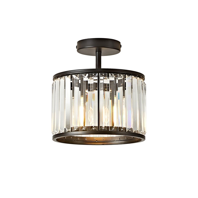 OKELI 9.8" Small Crystal Chandelier Semi Flush Mount Ceiling Light,