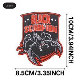 2 Pcs BLACK SCORPION Embroidered Appliques Patch with Hook and Loop Fastener Backing- Punk Style Tactical Crochet Badge suitable for Vests,Jackets, Backpacks,and Clothing