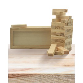 ALPI Wooden Tower Puzzle - Fun Block Games for Kids and Adults - 36 Pieces Wooden Stacking Blocks with Storage Case - Durable Tumbling Tower Game for Family Game Nights & Travel - Natural, 6”