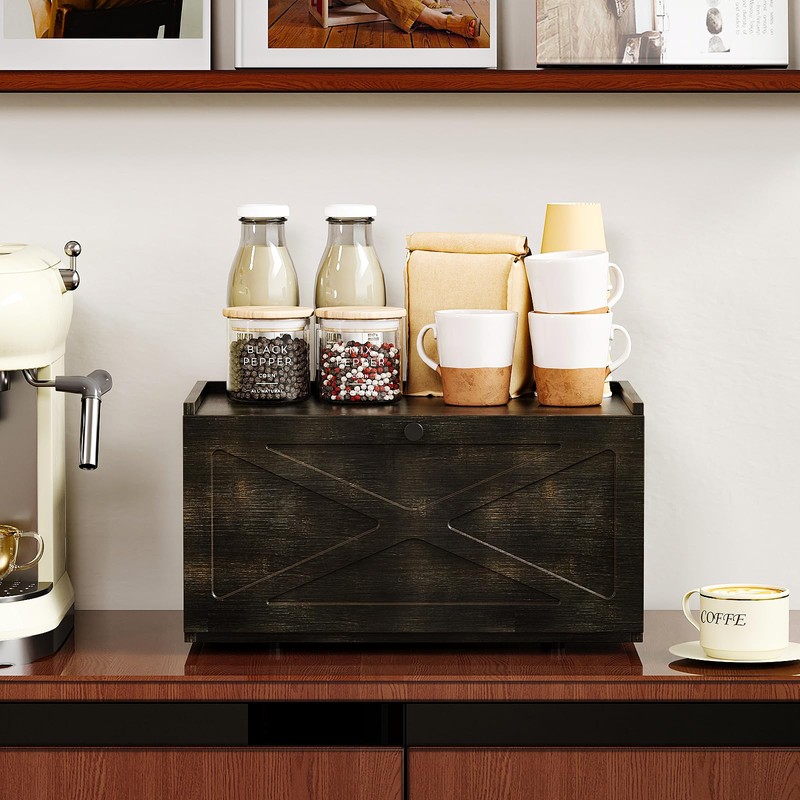 Trironsun Bamboo Bread Box for Kitchen Counter Farmhouse Bread Storage