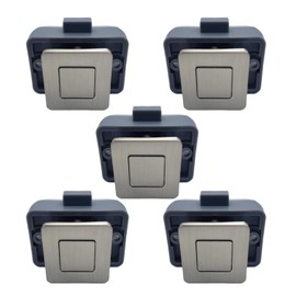 MTSmart RV Metal Cabinet Locks, Metal Push Button, Square Cabinet Latch for RV Motorhome Camper Truck Caravan Van Yacht Boat Marine, Camper Cupboard Knob RV Cabinet Latches (Nickel 5PC)