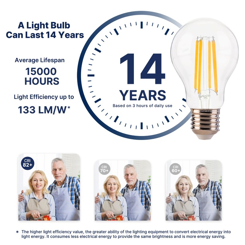 FLSNT 100W Equivalent A19 LED Light Bulbs, Efficient 12W, 1600Lumens,