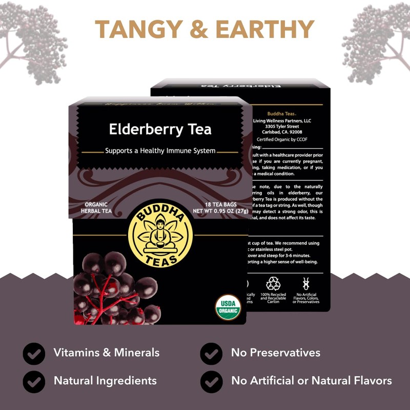 Buddha Teas - Organic Elderberry - Herbal Tea - For
