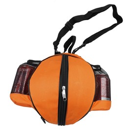FoRapid Size 7 (29.5") Basketball Bag Soccer Ball Football Volleyball Softball Sports Ball Bag Holder Carrier+Adjustable Shoulder Strap 2 Side Mesh Pockets f/ Water Bottle Towel Sports Shoes (Orange)