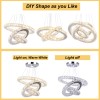 Dimmable LED K9 Crystal Chandelier 3-Ring Pendant Light with Remote