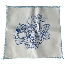 Generic Mexican Embroidery Napkins, Set of 6, 45cm x 42cm (17.7in x 16.5in), Gabardine Fabric, Assorted Designs, DIY Embroidery (Fruits)