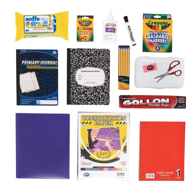 Essential School Supply Kit for Kindergarten and First Grade Students