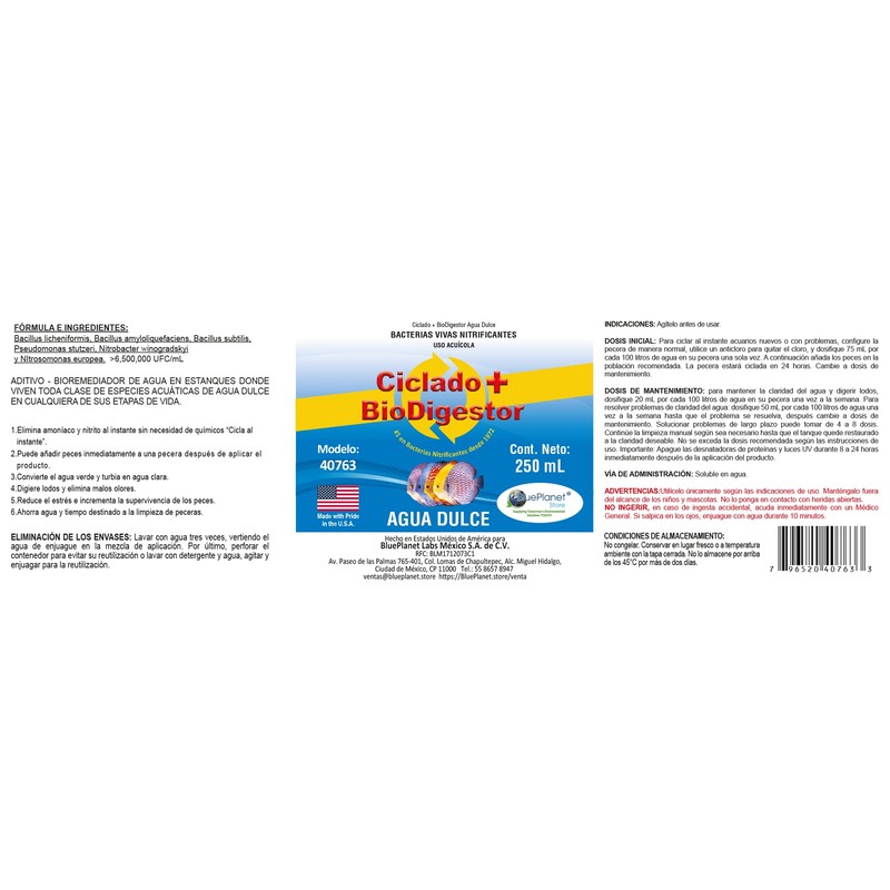 BluePlanet Store Bacteria para Peces Acuarios Ciclado + BioDigestor Agua