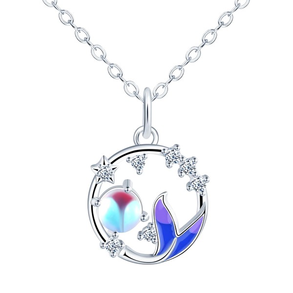 feilok circle Necklace for Women fish tail Pendant Necklace 925