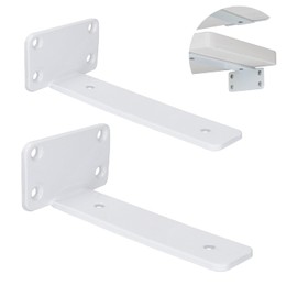 Floating Shelf Brackets, 2 Pack Heavy Duty Wall Mounted Shelf Brackets, Industrial Hidden L Brackets, Matte Black Shelf Supports - 4 Inch