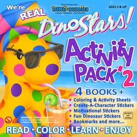 DINO-BUDDIES® Coloring & Activity Pack #2 (Cute Dinosaur Stickers, Make-A-Face, Motivational) Coloring Sheets, Books & Bookmarks. Cute, Adorable, Positive & Wholesome. Ages 3+