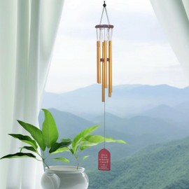 27 inch Golden Wind Chime, Blessing for Mother, Gift for Mother to Child, Birthday Blessing Gift, Home, Garden, Yard Decoration