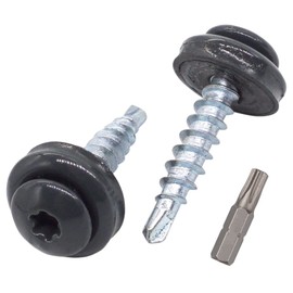 SKIR'CO Pack of 40 Sheet Metal Roofing Screws 4.8 x 28 mm Painted Self-Drilling Screws with EPDM Washers Sheet Metal Torx Screw (Anthracite Grey RAL 7016)