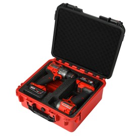 Tool Case for Milwaukee M18 Impact Drill Driver Combo Kit - Tool Box for Milwaukee Power Drill & Impact Set - Battery & Charger (Case Only) (Black & Red)
