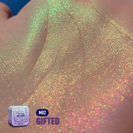 Kaleidos The Space Age Highlighter | Color-Shifting, Natural Glow, Multichrome, Translucent, Rave Makeup, Festival Makeup, Cosmetic Gift, Holographic Makeup, Ethereal Makeup, Duochrome, Glassy Skin:_Gifted