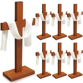 6 Pieces Wooden Cross Table Decoration Wedding Wooden Crosses Small Wooden Cross Standing Centerpieces Wood Cross Sign Tabletop for Nativity Church Sunday School First Communion Baptism Decorations