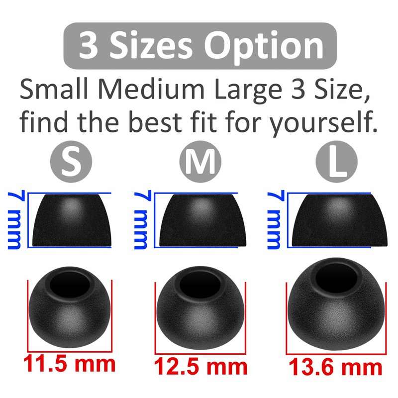 IiEXCEL for Beat Solo Buds Memory Foam Tips, Replacement S/M/L