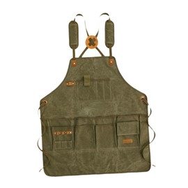 Milageto Work Apron Cross Back Adjustable Shoulder Straps Shop Kitchen Waterproof Tool Apron for Garage Gardener Technician Carpenter, Dark Green