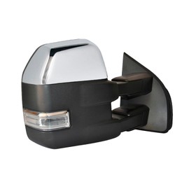 ReYee Towing Mirror Passenger Side fit for 2015-2020 Ford F150 Pickup Truck Heated Power Turn Signal Light Puddle Lamp Auxiliary Light Spot Light Temperature Sensor Manual Telescopic Chrome RH