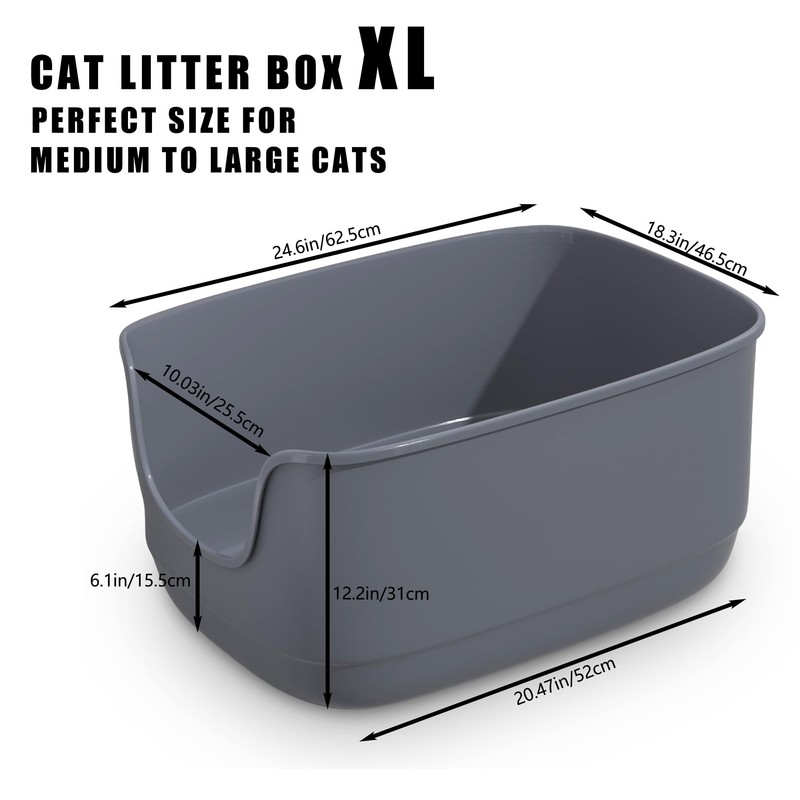Gefryco Large Cat Litter Box with High Sided 24.6"x18.3"x12.2" -