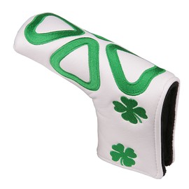 Golf Builder Clover Embroidery Golf Club Blade Putter Head Cover with Magnetic Closure (White)