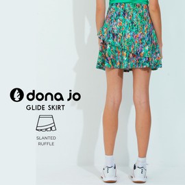 Dona Jo Glide Skort for Women - Athletic Golf Skirt with Shorts & Pockets - Comfortable Active Wear for Tennis or Any Sports & Activities - Slanted Ruffle Style Above The Knee Length Skirt - Serene