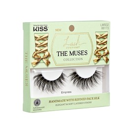 KISS Lash Couture The Muses Collection False Eyelashes - Empress, Black, Rounded, Doe-Eyed, Refined Faux Silk, Contact Lens Friendly, Pliable Band, Comfortable, Reusable, Cruelty Free, Vegan | 1 Pair