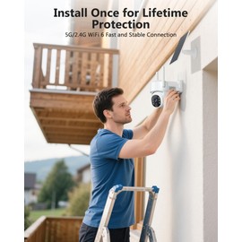 Gianteye 2K Security Cameras Wireless Outdoor, 5G WiFi Cameras for Home Security, 360° PTZ Solar/Battery Powered Outside Cam, 2 Way Talk, Color Night Vision, AI Human Detection for Porch/Garage/Yard