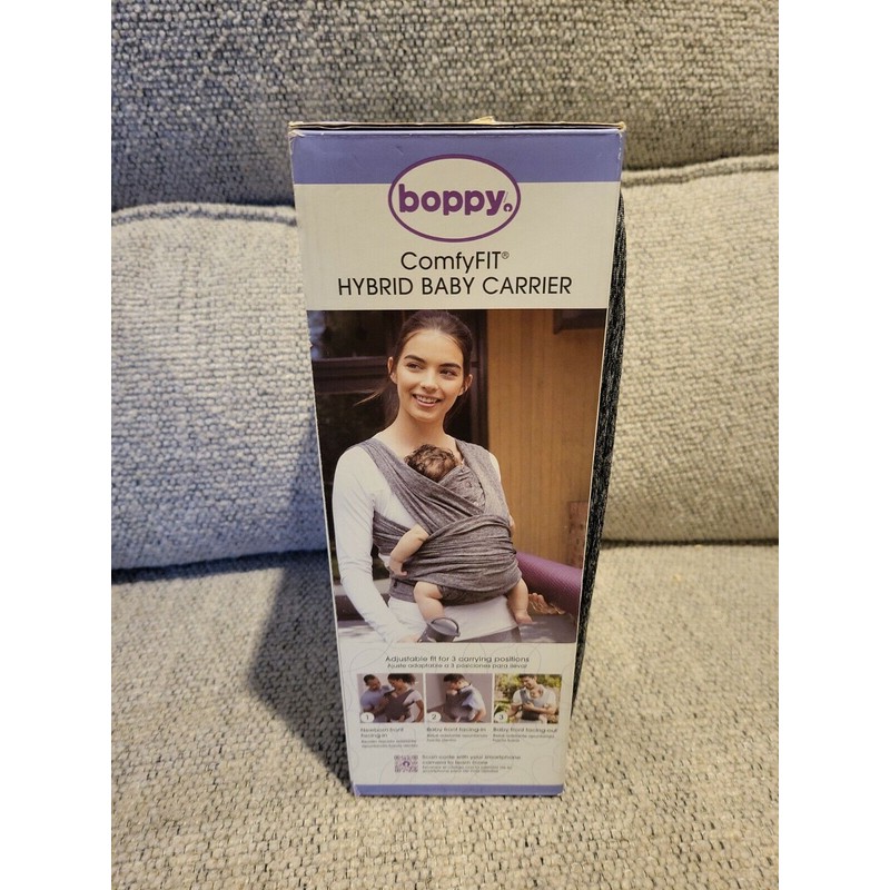 Carries children 8-35 lb. Boppy Buckle-Free Baby Carrier heathered grey