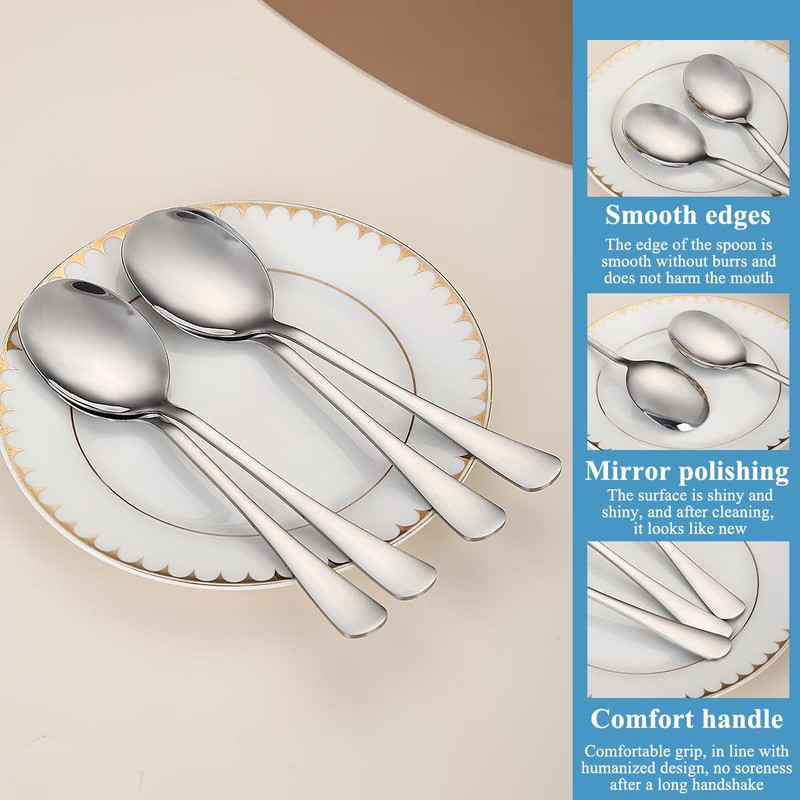 Serving Spoons Pack of 4, Kyraton Large Solid Serving Spoons